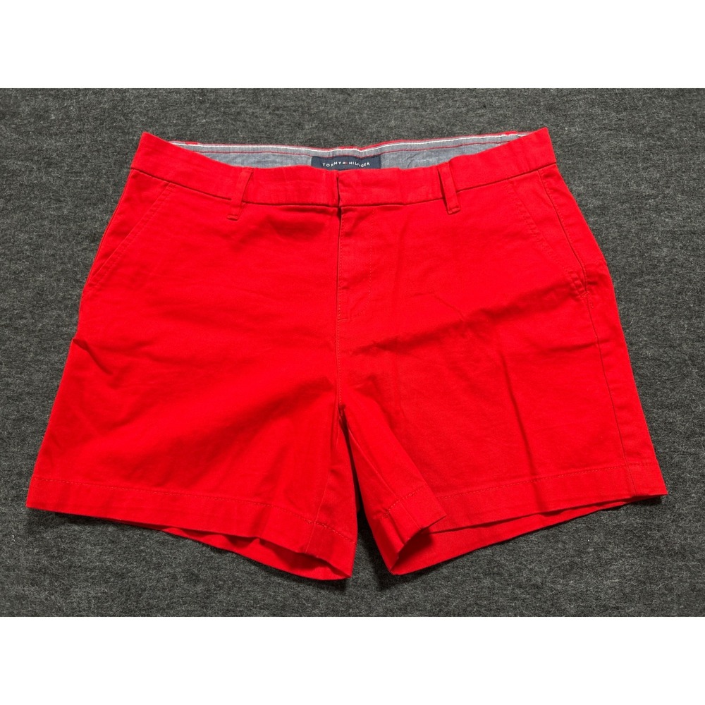 Tommy Hilfiger Chino Shorts Womens 10 Red Cotton Stretch Causal
